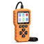 A Sparkace G700 handheld automotive diagnostic scanner designed with a rugged orange casing and a color display for reading vehicle fault codes and real-time data.