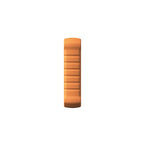 the side profile of a rugged orange device casing, featuring a textured surface with horizontal ridges for an enhanced grip.